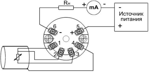 Трёхпроводная схема подключения термометра сопротивления
